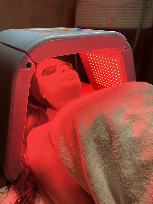 High-Frequency facial treatment with LED light therapy